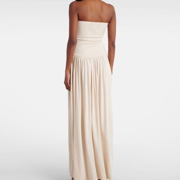 New Aya Muse Dia Cream Off- White Strapless Gathered Maxi Dress Small - $725 - Picture 2 of 9